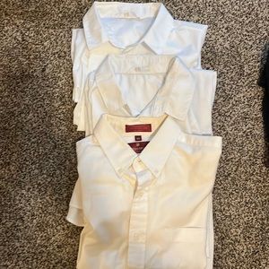 Boys size 20 3 white shirts, men S Short sleeve, 2 navy long sleeve sweaters,